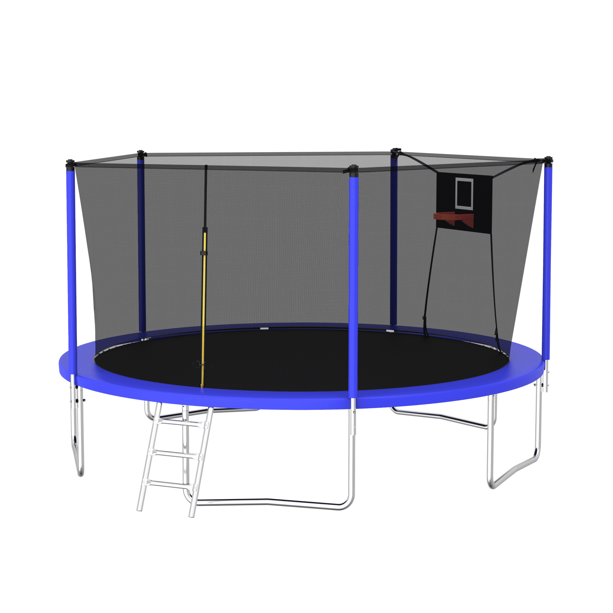 Leumius 14ft Trampoline with Basketball Hoop,Heavy-Duty Outdoor Trampoline with with Enclosure Net and Ladder,Upgraded Backyard Recreational Trampoline for Kids and Adults,Blue