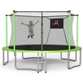 thumbnail image 1 of Leumius 14ft Trampoline for Kids and Adults,Heavy Duty Trampolines with Safety Enclosure Net for Outdoor/Indoor,Upgraded Round Recreational Trampolines with Basketball Hoop and Ladder,Green, 1 of 9