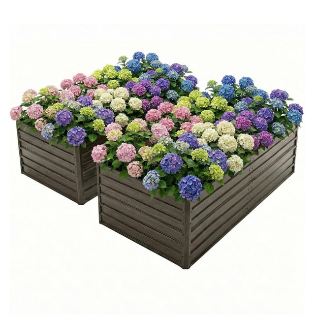 Leumius 2-Pack 8x4x2 FT Metal Raised Garden Beds, Reinforced Rustproof ...