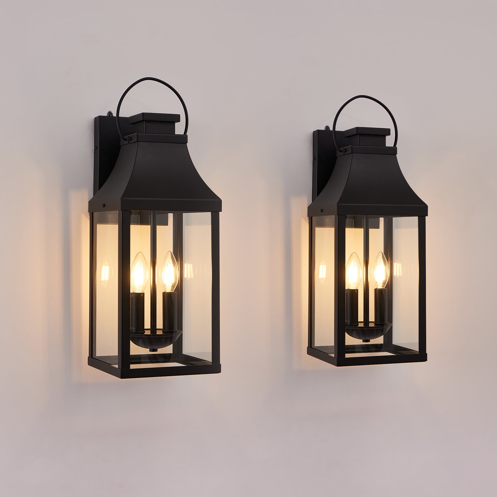 Leumius 2-Pack Outdoor Lighting Fixture, 20'' Large Porch Lights Outdoor Sconce Lights, 2-Light Black Exterior Lights for House Waterproof Outside Patio Lanterns for House Garage