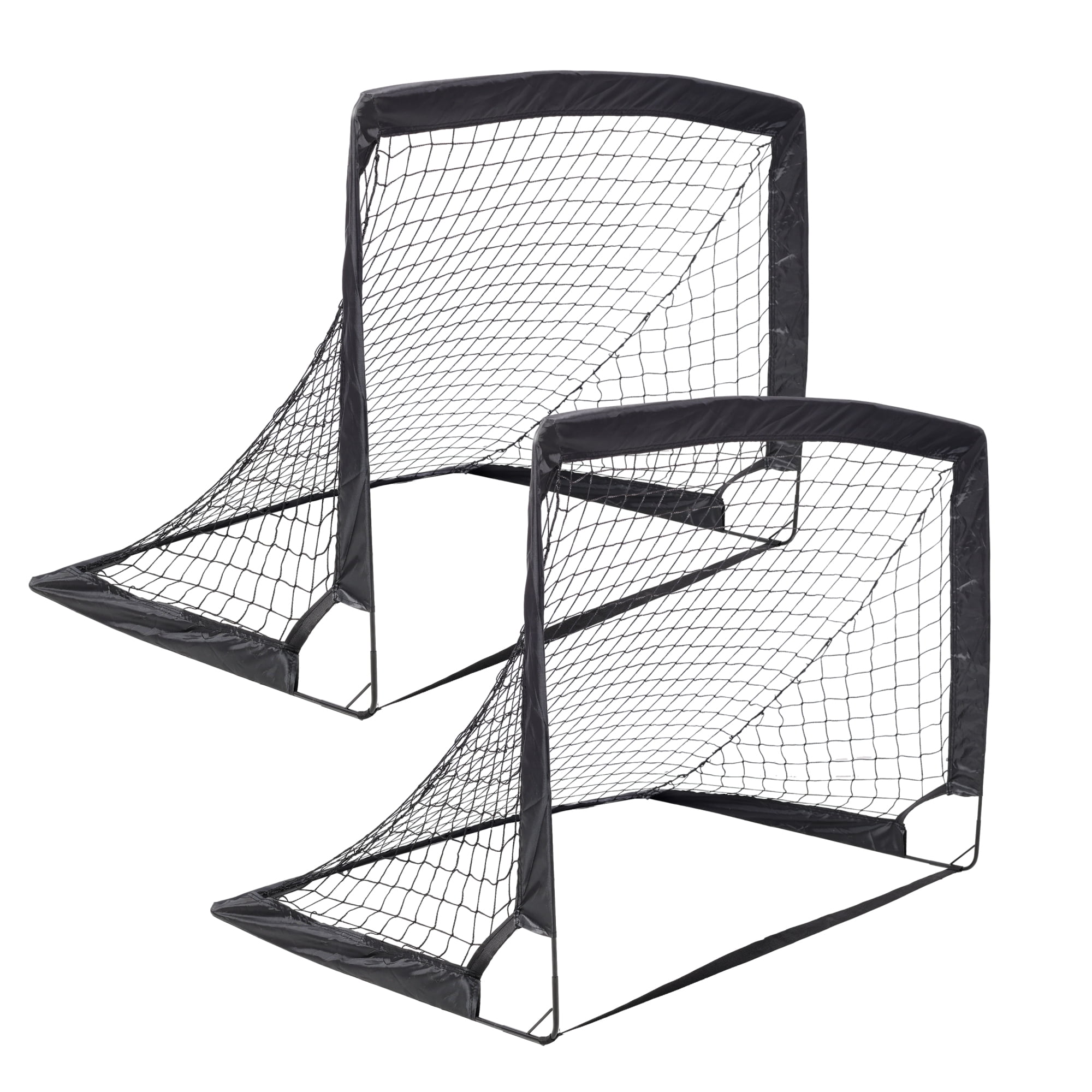 Leumius 2 Pack Soccer Goal,Pop Up Portable Soccer Nets for Kids Youth Adults,Indoor + Outdoor Soccer Goals for Backyard Games & Soccer Training,4' x 3',Black
