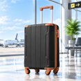 thumbnail image 1 of Leumius 20 Inch Carry-on Luggage Hardside Suitcase with Spinner Wheels, TSA Lock, Travel Luggage with Lightweight Durable ABS Suitcase Black+Brown 02, 1 of 7