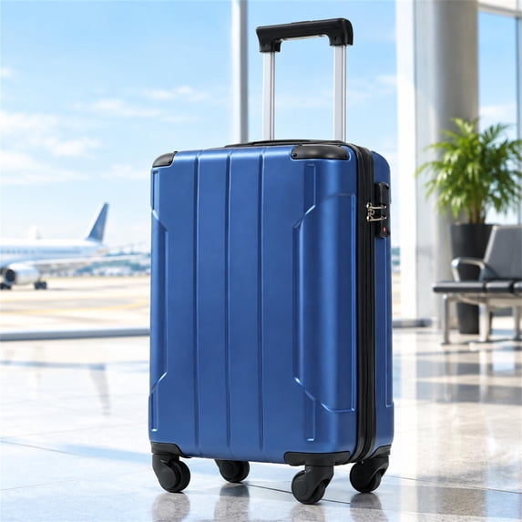 Leumius 20 Inch Carry-on Luggage Hardside Suitcase with Spinner Wheels, TSA Lock, Travel Luggage with Lightweight Durable ABS Suitcase Blue 02