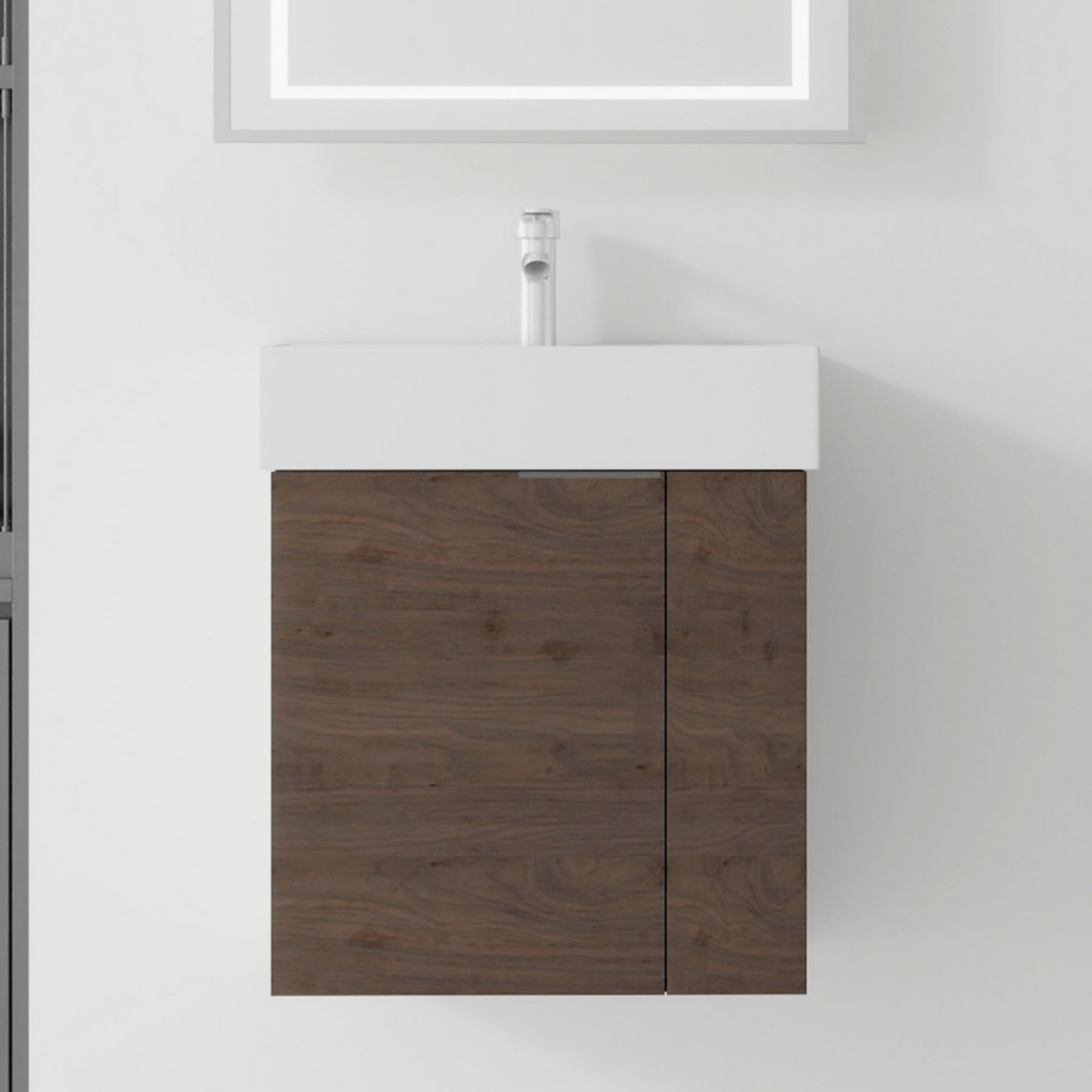 Leumius 21.6" Floating Bathroom Vanity with Ceramic Sink,Floating Bathroom Sink Cabinet for Small Space,Bathroom,Brown