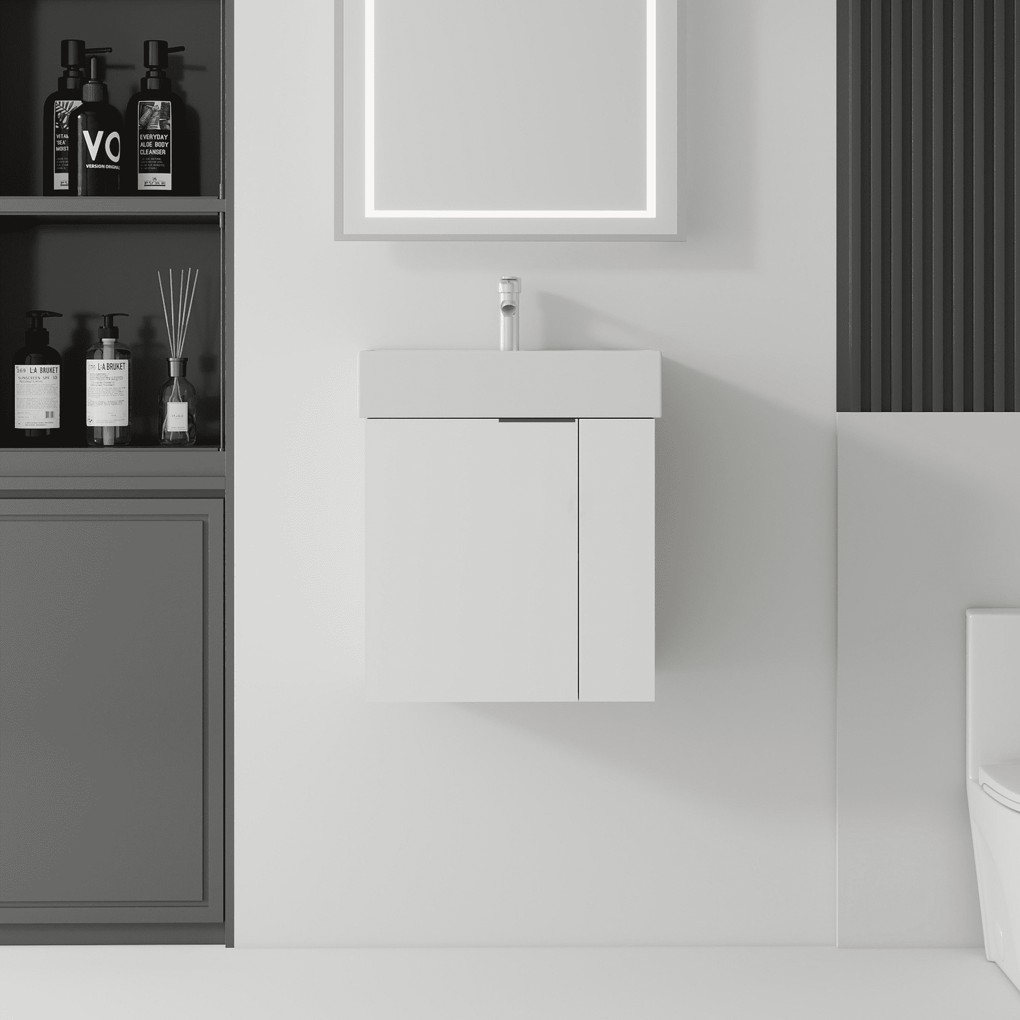 Leumius 21.6" Floating Bathroom Vanity with Ceramic Sink,Floating Bathroom Sink Cabinet for Small Space,Bathroom,White