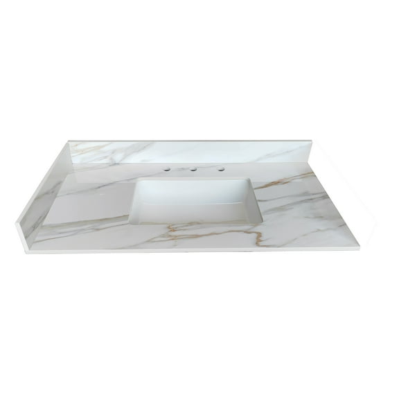Leumius 22 Inch Sidesplash , Bathroom Vanity Top with Backsplash ,4" Height Backsplash, for Vanity Top, Carrara white with veins