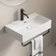 thumbnail image 1 of Leumius 23.63" x 14.18" White Ceramic Bathroom Sink with Towel Rack,Bathroom Vessel Sink Wall Mount Basin Vanity Sink, 1 of 7