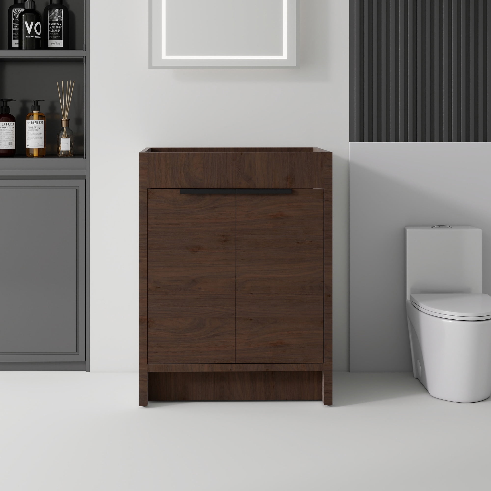 Leumius 24" Bathroom Vanity Cabinet with Soft-Close Double Doors,Freestanding Bathroom Vanity,Spacious Interior Storage,Cabinet Only,Brown