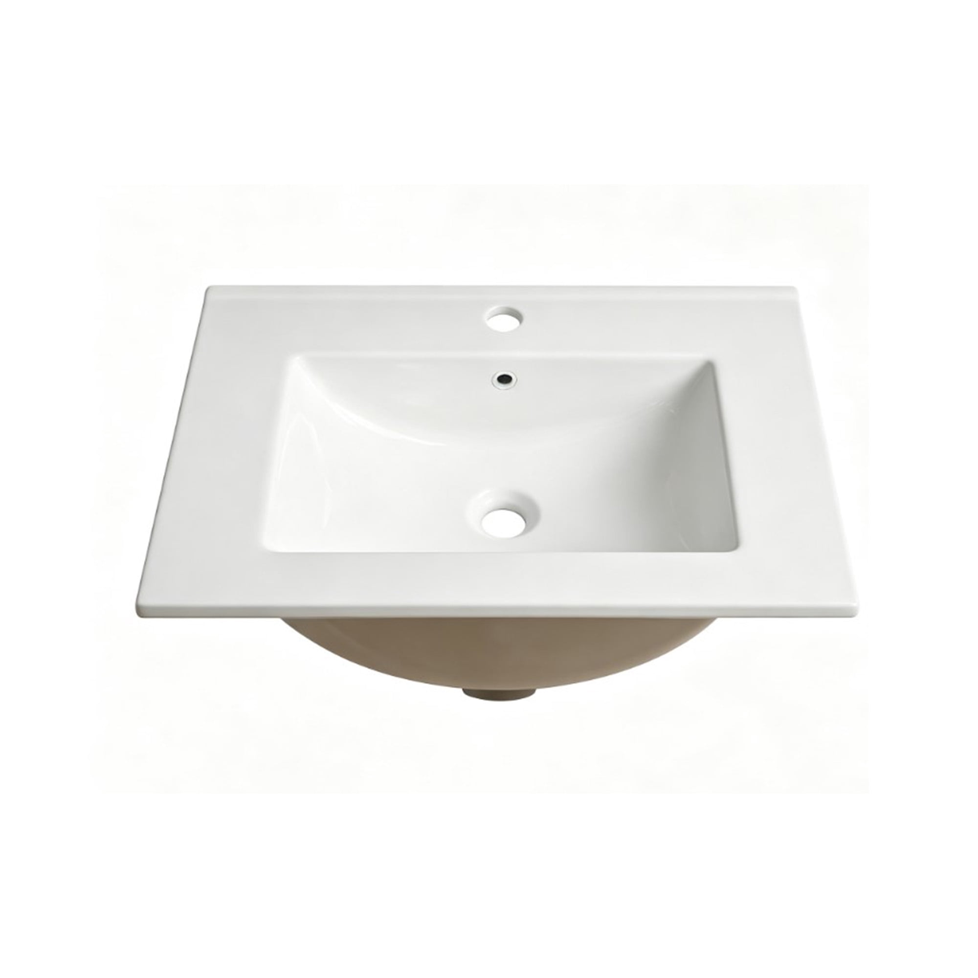 Leumius 24" Ceramic Basin Sink,Ultra-Thin 0.8" Rim,Single Faucet Hole,Wall-Mount or Vanity Top Compatible,White