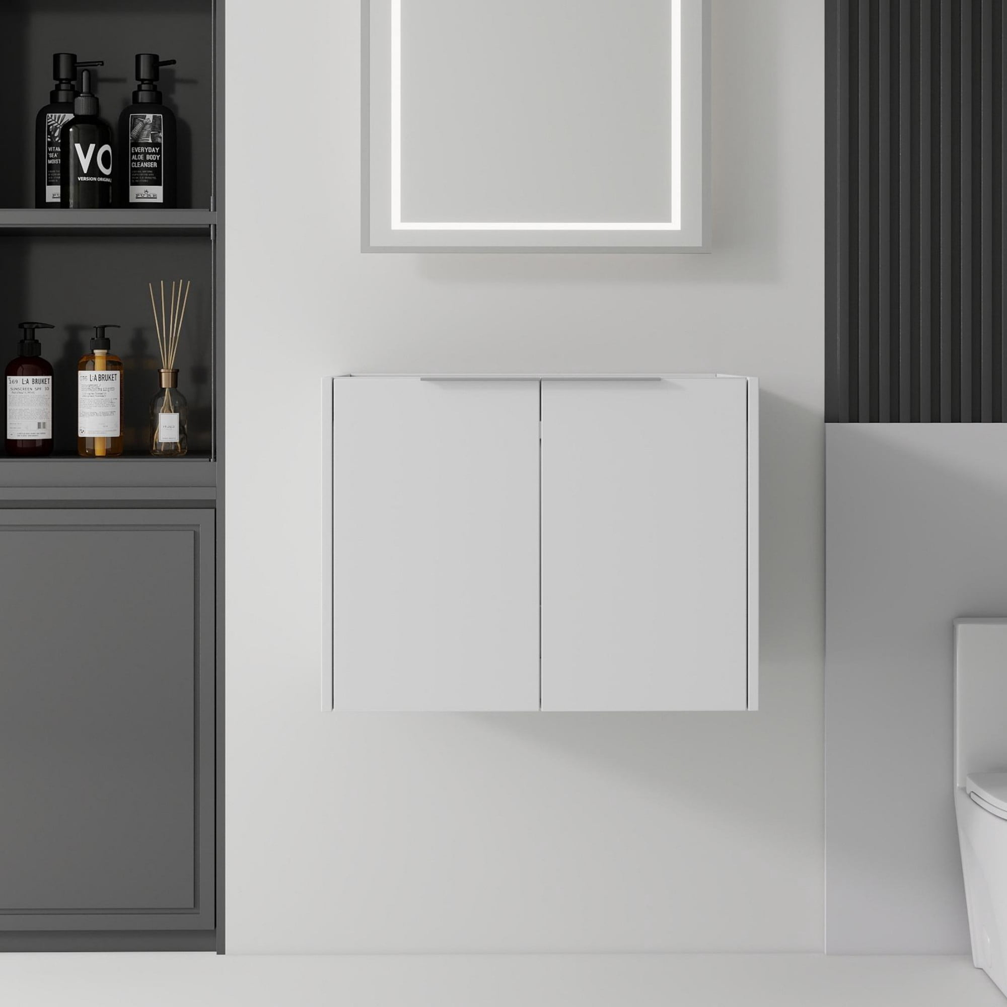 Leumius 24" Floating Bathroom Vanity Cabinet,Soft-Close Double Doors,Wall-Mounted,Cabinet Only,White