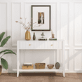 thumbnail image 1 of Leumius 29.53" Tall Console Table with Drawers, Narrow Wood Accent Sofa Table Entryway Table with Storage Shelf for Entryway Front Hall Hallway Living Room White, 1 of 6