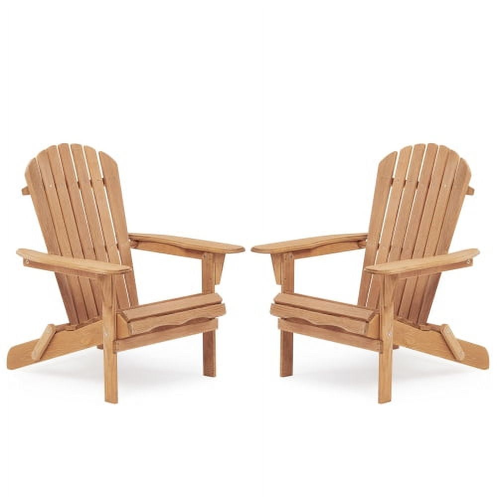 Leumius 2PCS Outdoor Folding Adironadack Chair, Outdoor Patio Furniture Chair, Brown