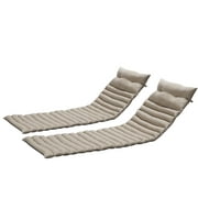 Leumius 2PCS Outdoor Lounge Chair Cushion Replacement Patio Funiture Seat Cushion for Outdoor Indoor,Khaki