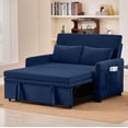 thumbnail image 1 of Leumius 3 in 1 Convertible Sleeper Sofa Bed, Modern Convertible Sofa Bed with 5-Position Adjustable Backrest,Velvet Pull Out Couch with Pull Out Bed for Living Room Furniture,Blue, 1 of 22