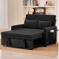 thumbnail image 1 of Leumius 3 in 1 Convertible Sleeper Sofa Bed, Modern Convertible Sofa Bed with 5-Position Adjustable Backrest,Velvet Pull Out Couch with Pull Out Bed for Living Room Furniture,Black, 1 of 23