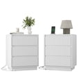 thumbnail image 1 of Leumius 3-Drawer Small Nightstand Set of 2 with Charging Station,Modern Sofa Side Table End Table Wood Storage Cabinet for Living Room,Bedroom,Office,White, 1 of 7