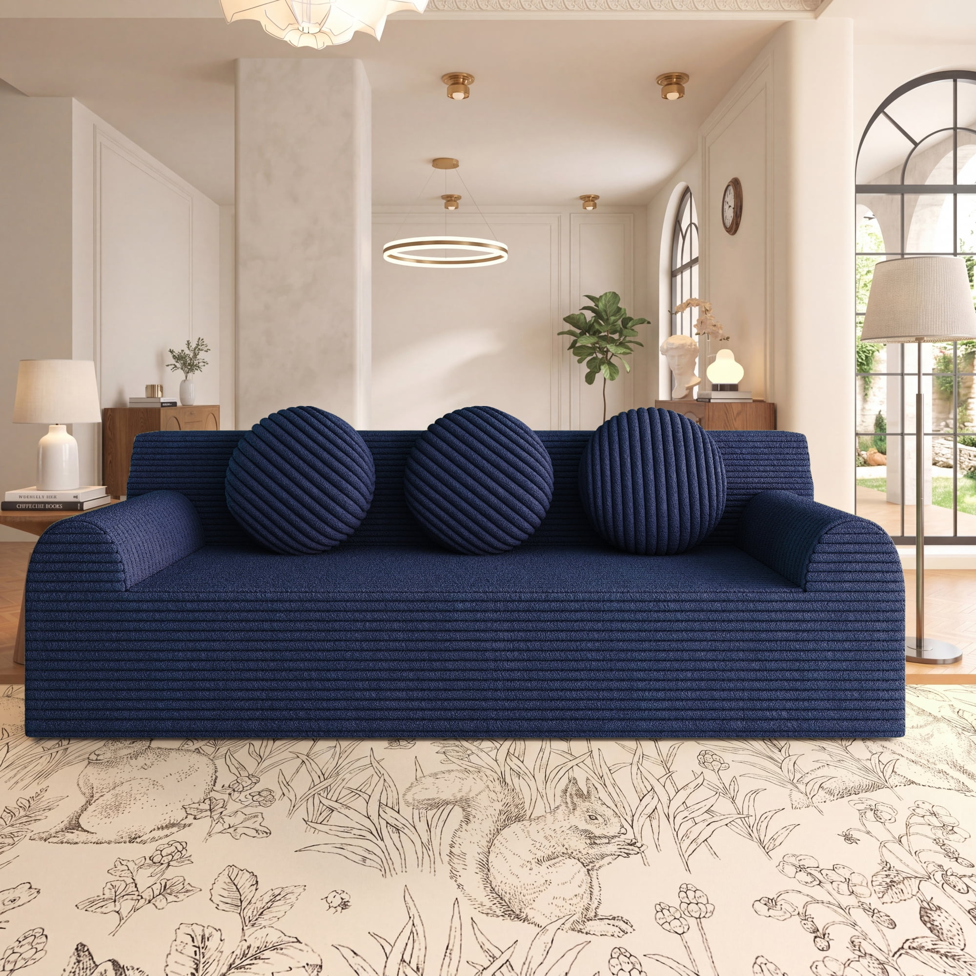 Leumius 3 Setaser Sofa,71" Corduroy Fabric Upholstered Loveseat Couch with Deep Seat for Living room,Bedroom,Apartment,No Assembly Required,Aged Blue