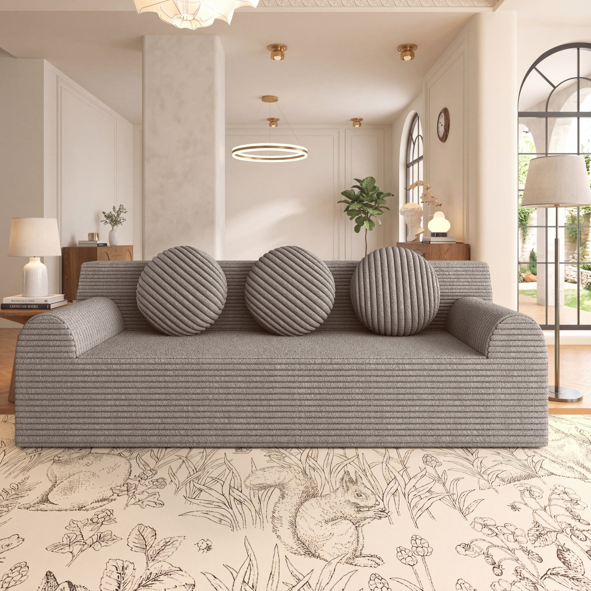 Leumius 3 Setaser Sofa,71" Corduroy Fabric Upholstered Loveseat Couch with Deep Seat for Living room,Bedroom,Apartment,No Assembly Required,Camel