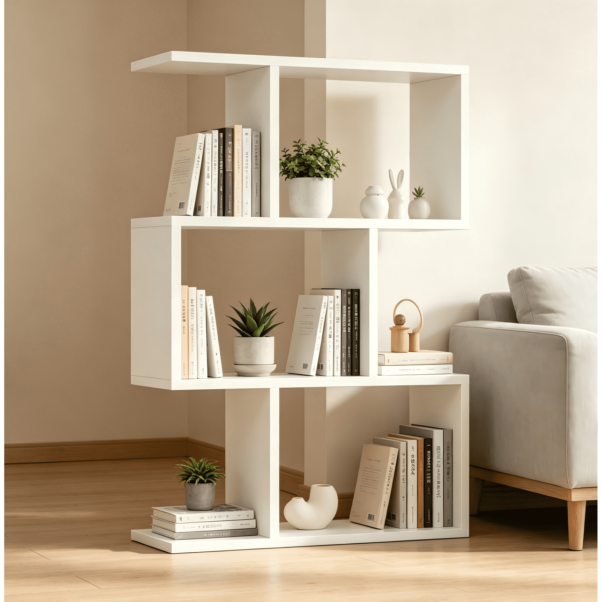 Leumius 3-Shelf Bookcase,Freestanding Book Shelf, Home Office Bookcase, Storage Shelving Unit for Bedroom, Living Room,White