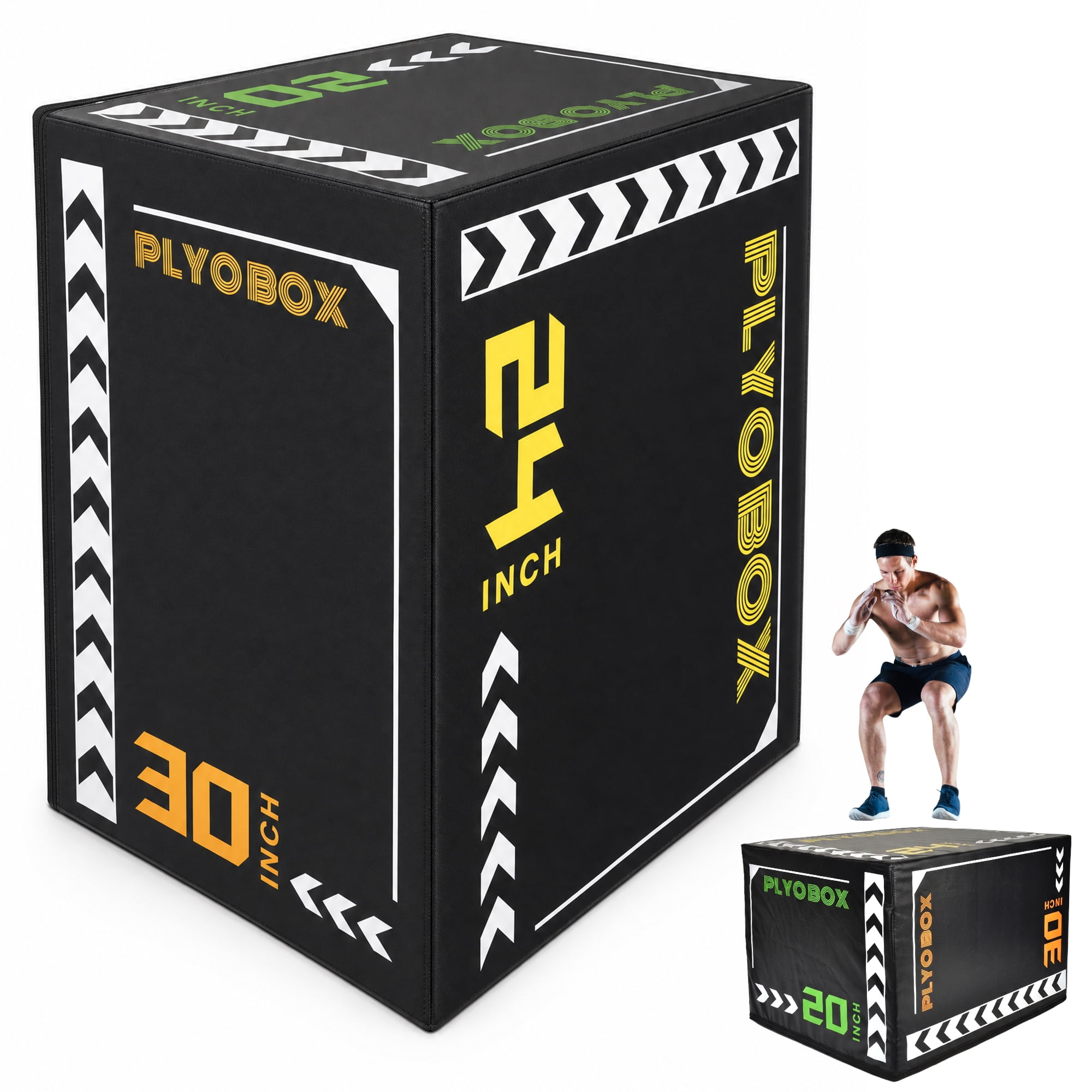 Leumius 3-in-1 Foam Plyometric Jump Box for Home Gym,20/24/30 Inch Multiple Height Options,Versatile Plyo with Non-Slip Surface for Strength, HIIT, Step-Ups, and Agility Training,Black