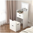 thumbnail image 1 of Leumius 3-in-1 Vanity Desk with Lights & Mirror,Small Makeup Vanity Set with 3 Lighting Modes & Hidden Storage Stool,Multifunctional Dressing Table Set for Small Space,Bedroom,White, 1 of 6