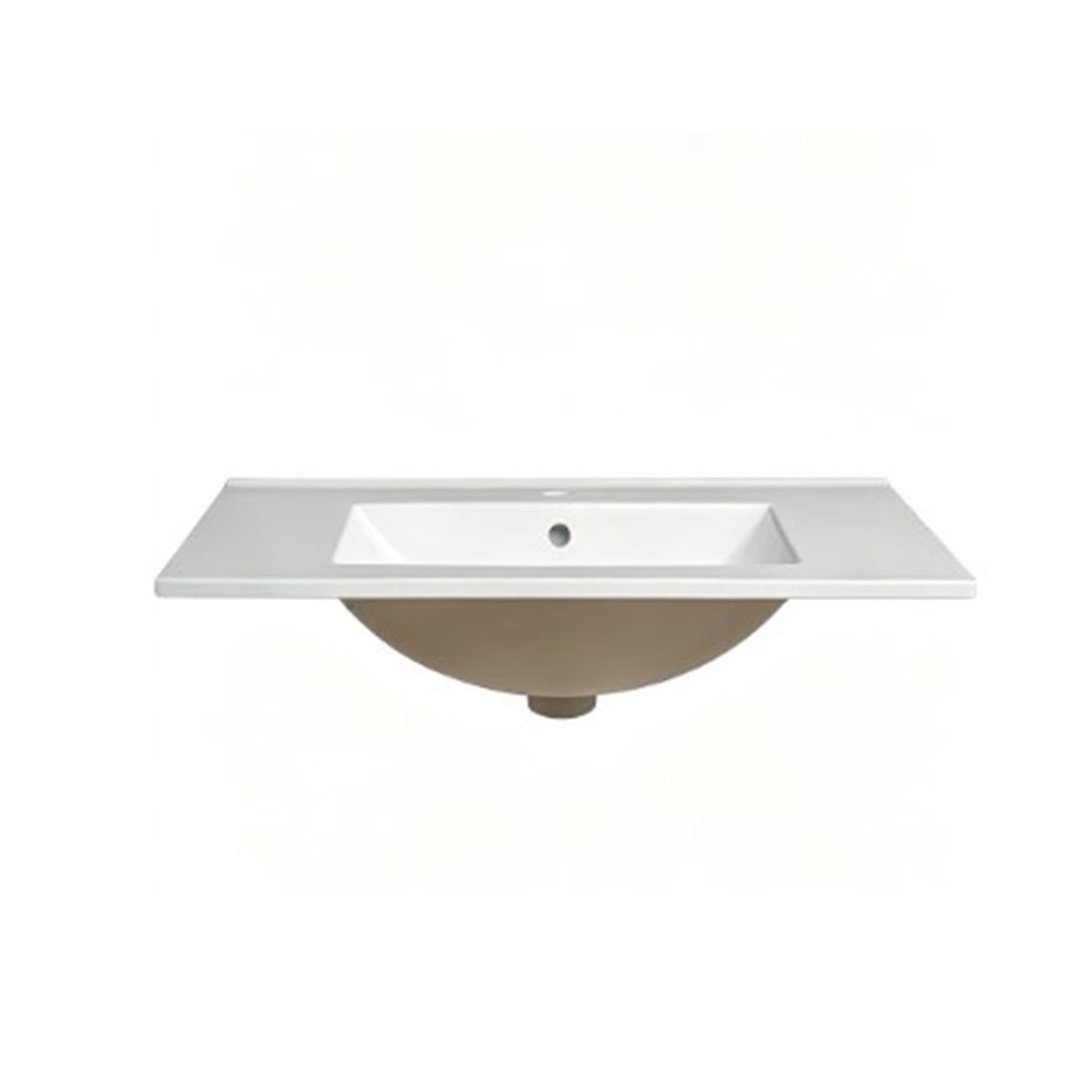 Leumius 30" Ceramic Basin Sink,Ultra-Thin 0.8" Profile,Single Faucet Hole,Wall-Mount or Vanity Ready,White
