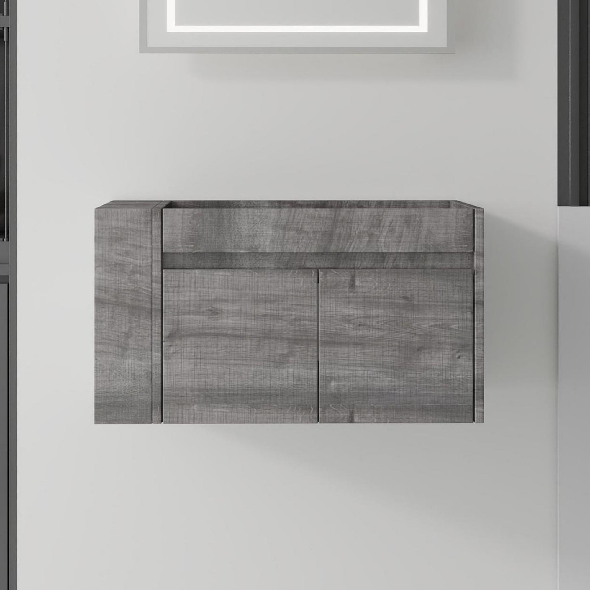 Leumius 30" Floating Bathroom Vanity Cabinet with Open Side Storage Compartment,Soft-Close Double Doors,Wall Mounted Bathroom Cabinet for Small Space,Cabinet Only,Grey
