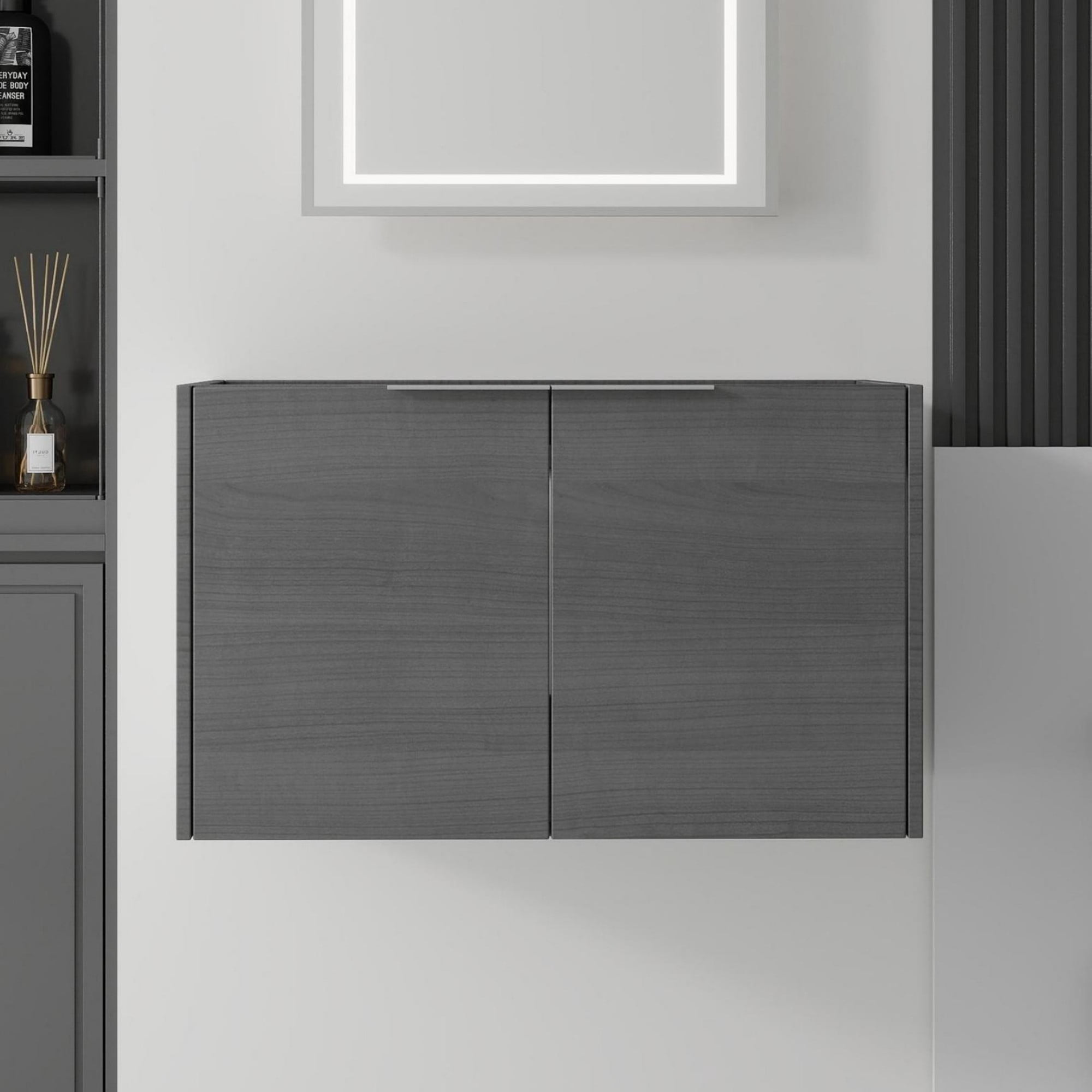 Leumius 30" Floating Bathroom Vanity Cabinet,Soft-Close Double Doors,Wall Mounted Cabinet Set Design Bathroom Vanity for Small Space,Cabinet Only,Grey