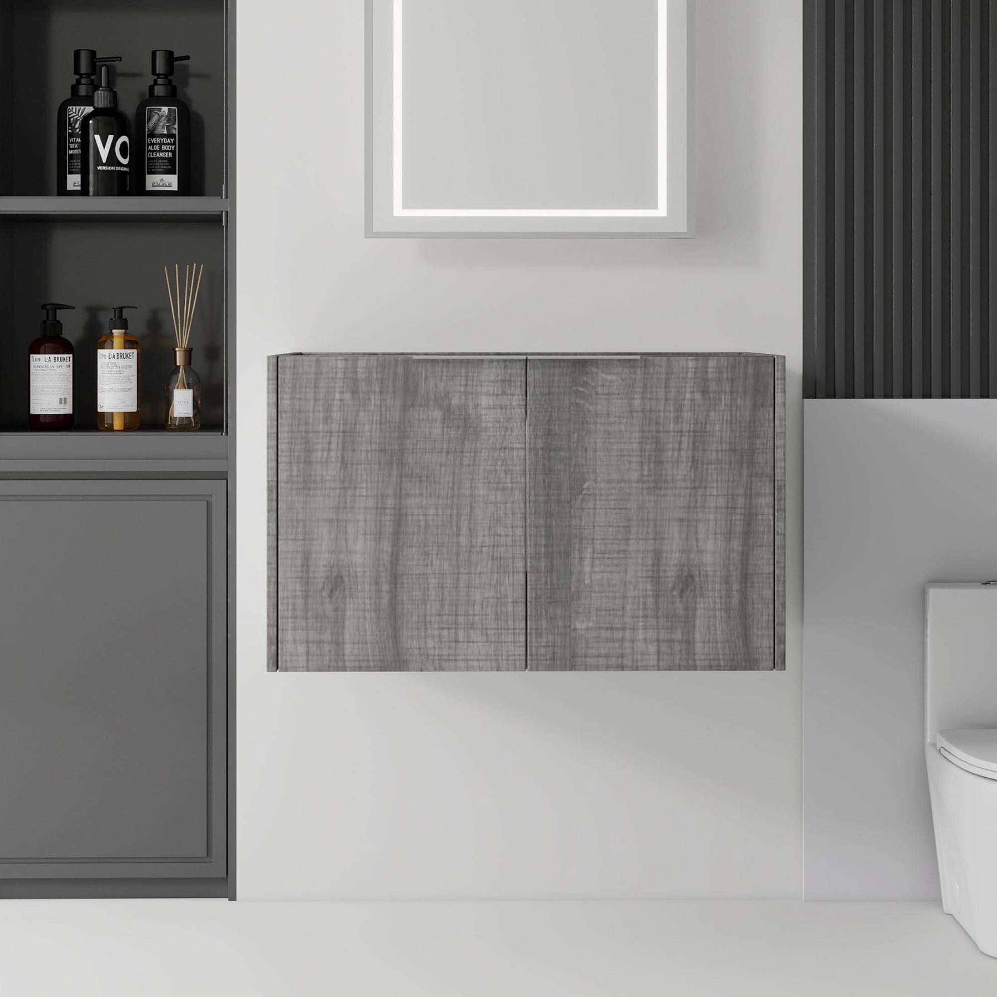 Leumius 30" Floating Bathroom Vanity Cabinet,Soft-Close Double Doors,Wall Mounted Cabinet Set Design Bathroom Vanity for Small Space,Cabinet Only,Grey