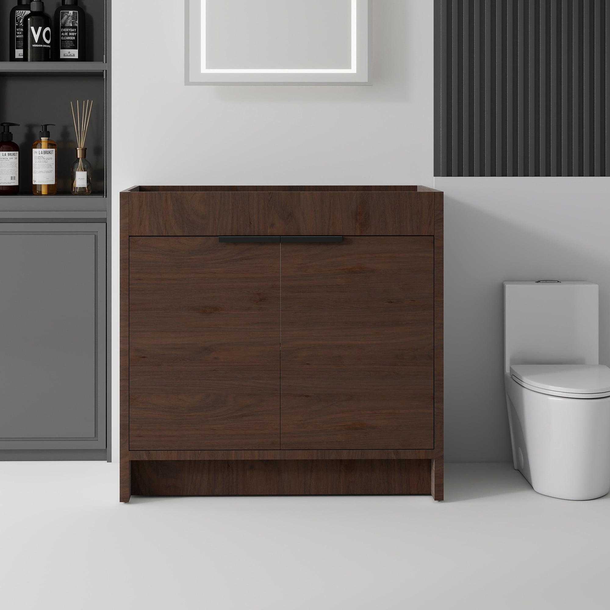 Leumius 30" Freestanding Bathroom Vanity Cabinet with Soft-Close Double Doors,Modern Bathroom Vanity,Spacious Interior Storage,Cabinet Only,Brown