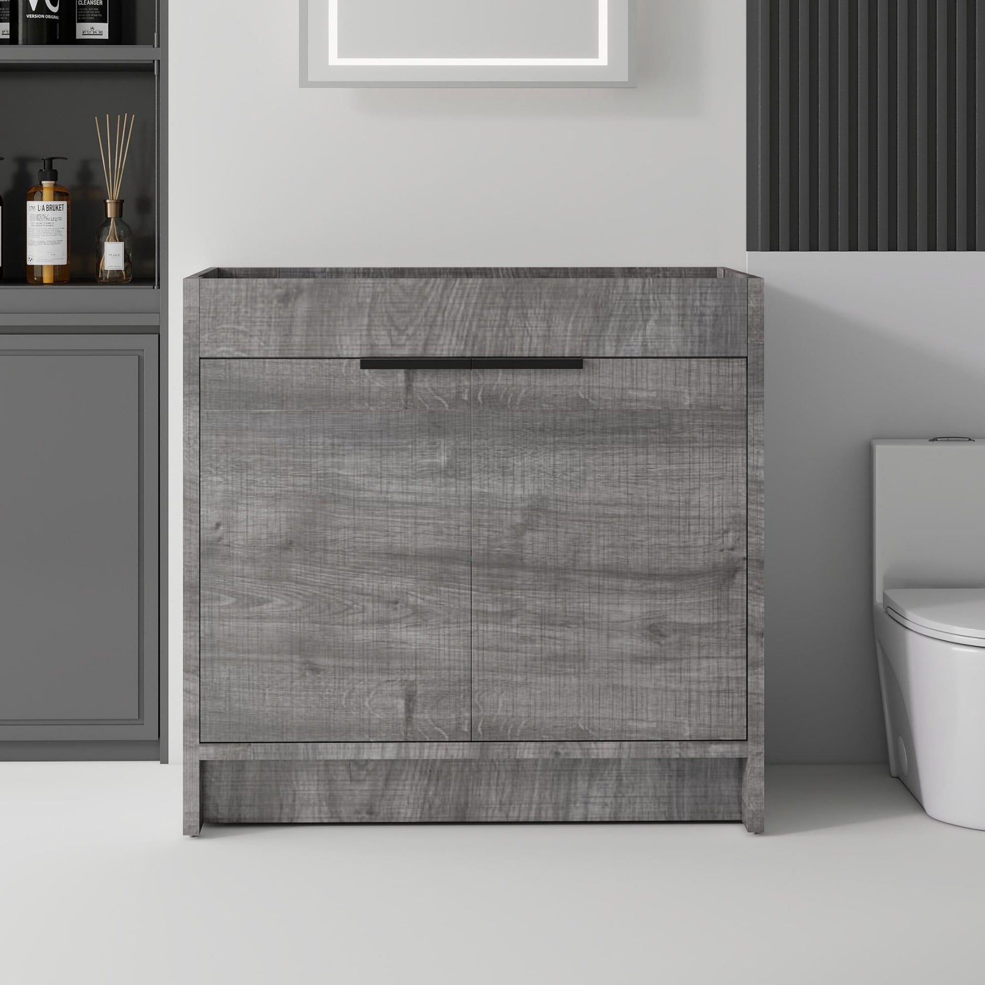 Leumius 30" Freestanding Bathroom Vanity Cabinet with Soft-Close Double Doors,Modern Bathroom Vanity,Spacious Interior Storage,Cabinet Only,Grey