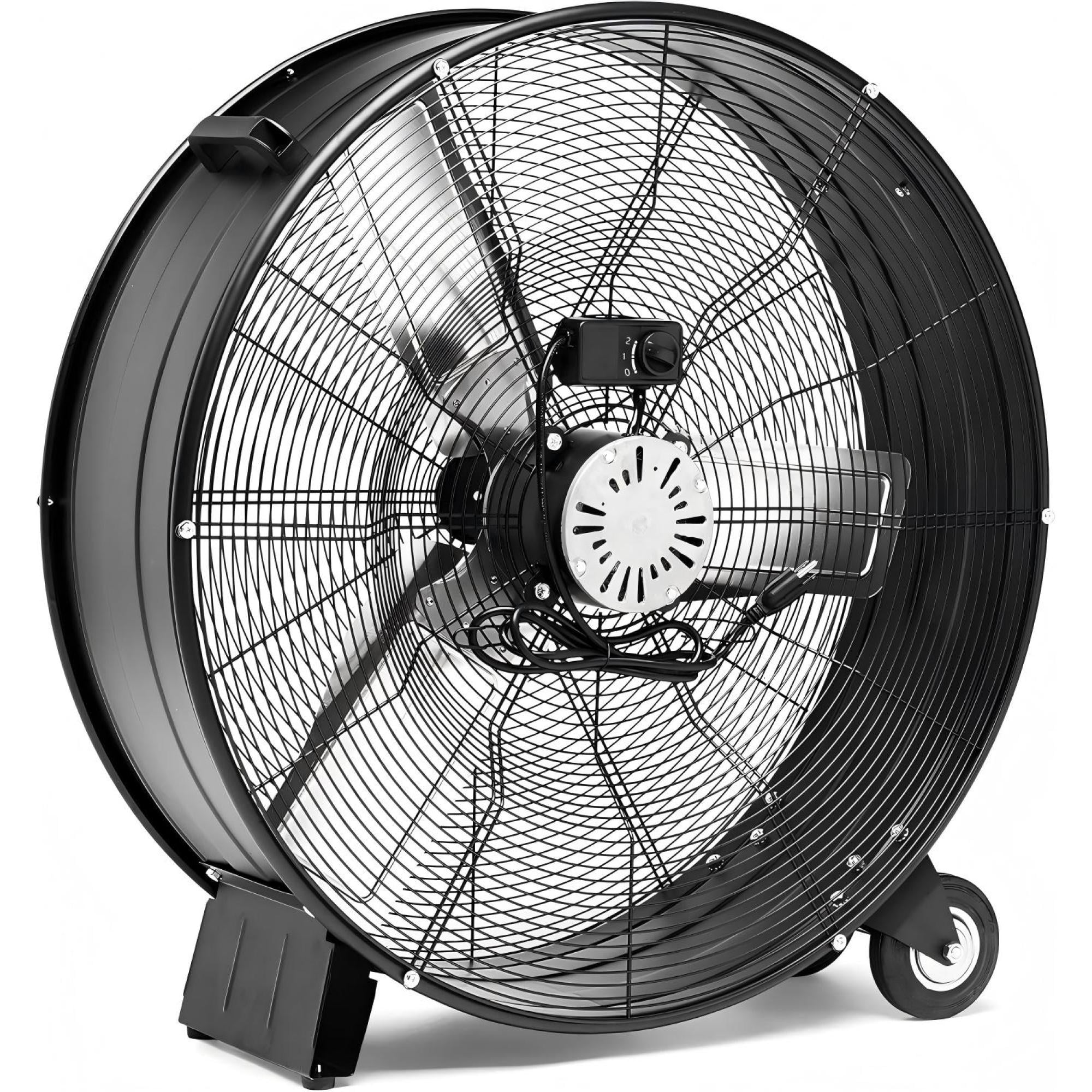 Leumius 30 Inch High Velocity Industrial Drum Fan, 2 Speed Heavy-Duty Metal Fan with Aluminum Blades,Mobile Tilt Fan for Garage, Workshop, Warehouse & Factory