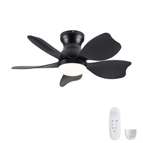 Leumius 30" Small Low Profile Flush Mount Ceiling Fan Lighting with Remote Control for Small Children Room