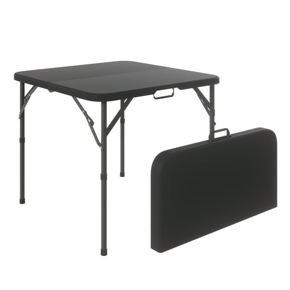 Leumius 34" Square Folding Table,Indoor Outdoor Card Table for Picnic Party Event Dining Camp,Black