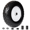 thumbnail image 1 of Leumius 4.80/4.00-8 Flat-Free Solid Wheelbarrow Tire and Wheel, 16" Solid Tire with 5/8" & 3/4" Bearings, 3" Hub for Hand Truck Garden Cart Trailer Trolley Wagon, 1 of 8