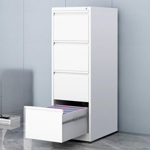 Leumius 4-Drawer File Cabinet with Lock,Metal Storage Cabinet for Home Office,Fits Letter/A4/Legal,White