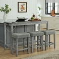 thumbnail image 1 of Leumius 4 Piece Bar Table Set with Power Outlet,Rustic Industrial Style Breakfast Table with 3 Padded Stools,Dining Bar Table and Chairs Set for Living Room, Dining Room, Game Room,Gray, 1 of 14