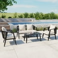 thumbnail image 1 of Leumius 4 Pieces Patio Furniture Set,Modern Outdoor Conversation Set for Patios,Lawns,Beige, 1 of 8