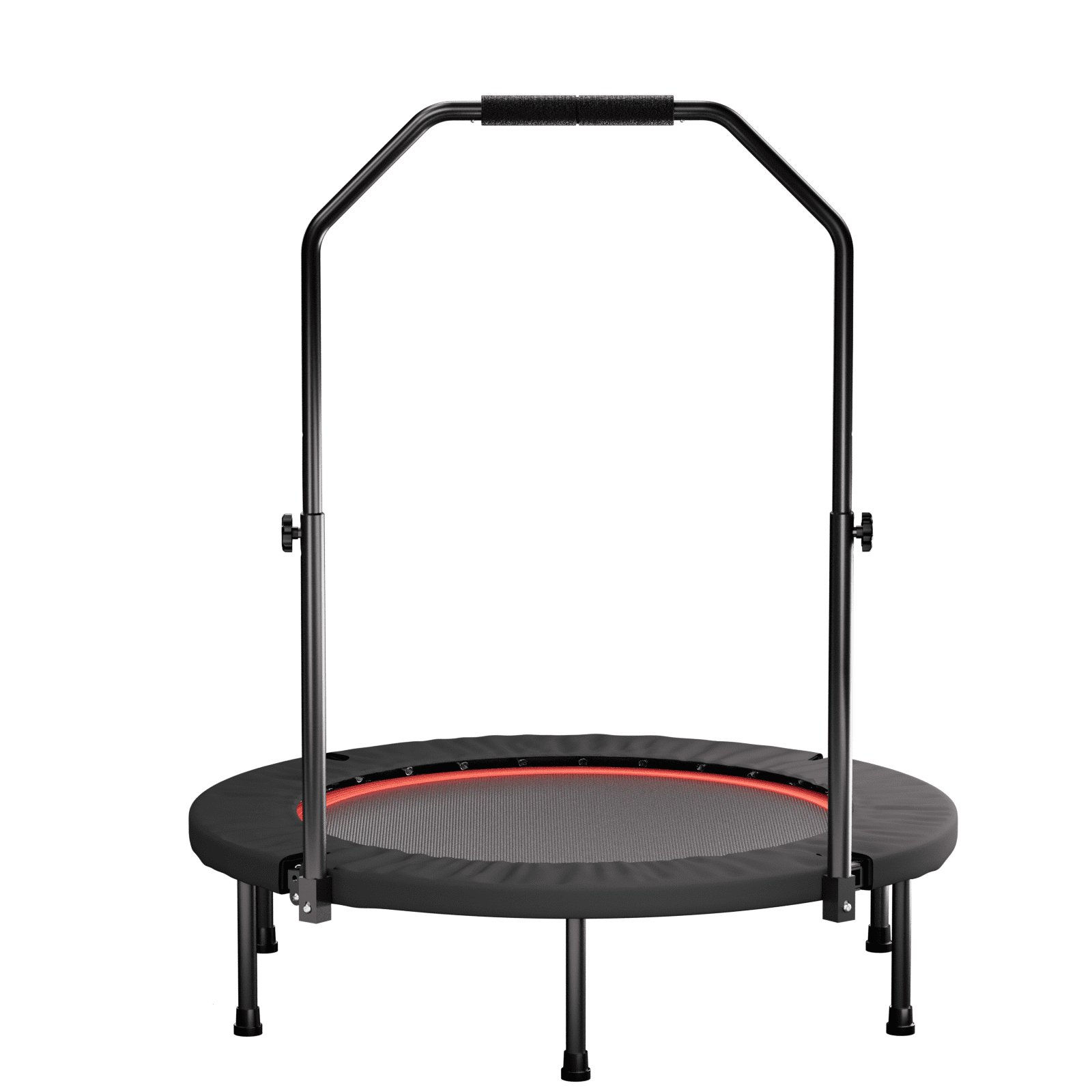 Leumius 40" Foldable Trampoline,Fitness Rebounder with Adjustable Foam Handle,Mini Fitness Trampoline for Adults,Indoor Outdoor Exercise Trampoline for Home Gym Workout Equipment,Black