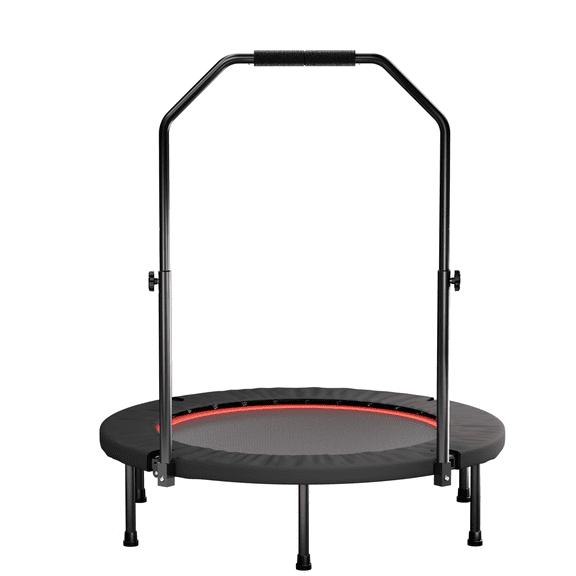 Leumius 40" Foldable Trampoline,Fitness Rebounder with Adjustable Foam Handle,Mini Fitness Trampoline for Adults,Indoor Outdoor Exercise Trampoline for Home Gym Workout Equipment,Black