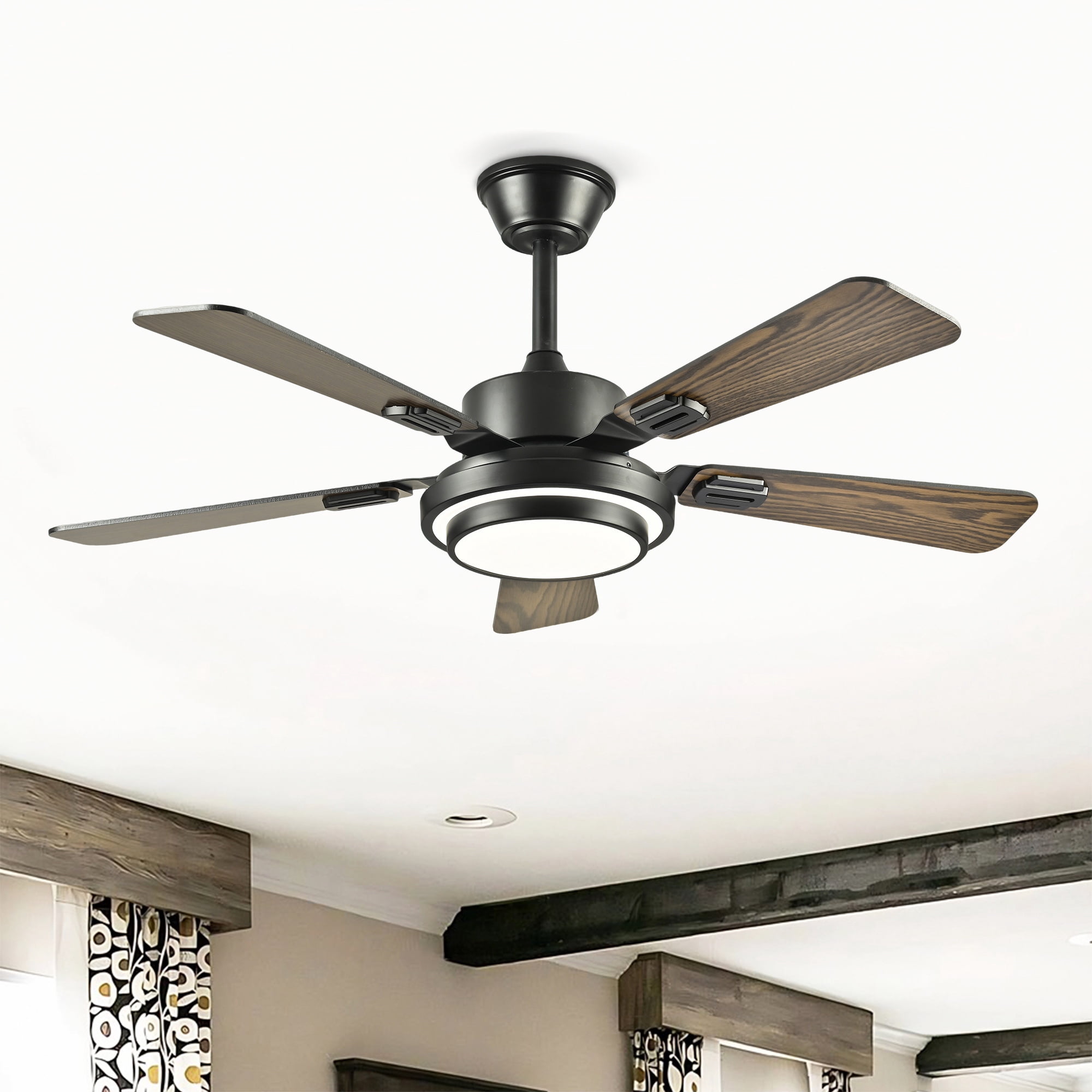 Leumius 42"Ceiling Fan with LED Light, 3000-6500K Dimmable,Quiet DC Motor Ceiling Fans 6 Speed Levels,Reversible Ceiling Fan for Patio Living Room Bedroom Office