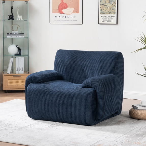 Leumius 43" Oversized Accent Chair,Boneless Upholstered Single Sofa Chair,Comfy Chenille Armchair Reading Lounge Chair with Deep Seats for Living Room,No Assembly Required,Navy
