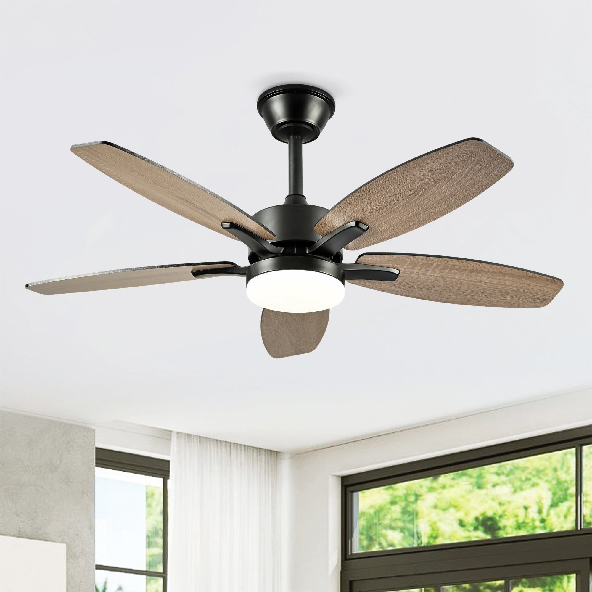 Leumius 48" Ceiling Fan with Lights and Remote Control,Quiet DC Motor Ceiling Fans 6 Speed Levels,Reversible Ceiling Fan for Patio Living Room Bedroom Office