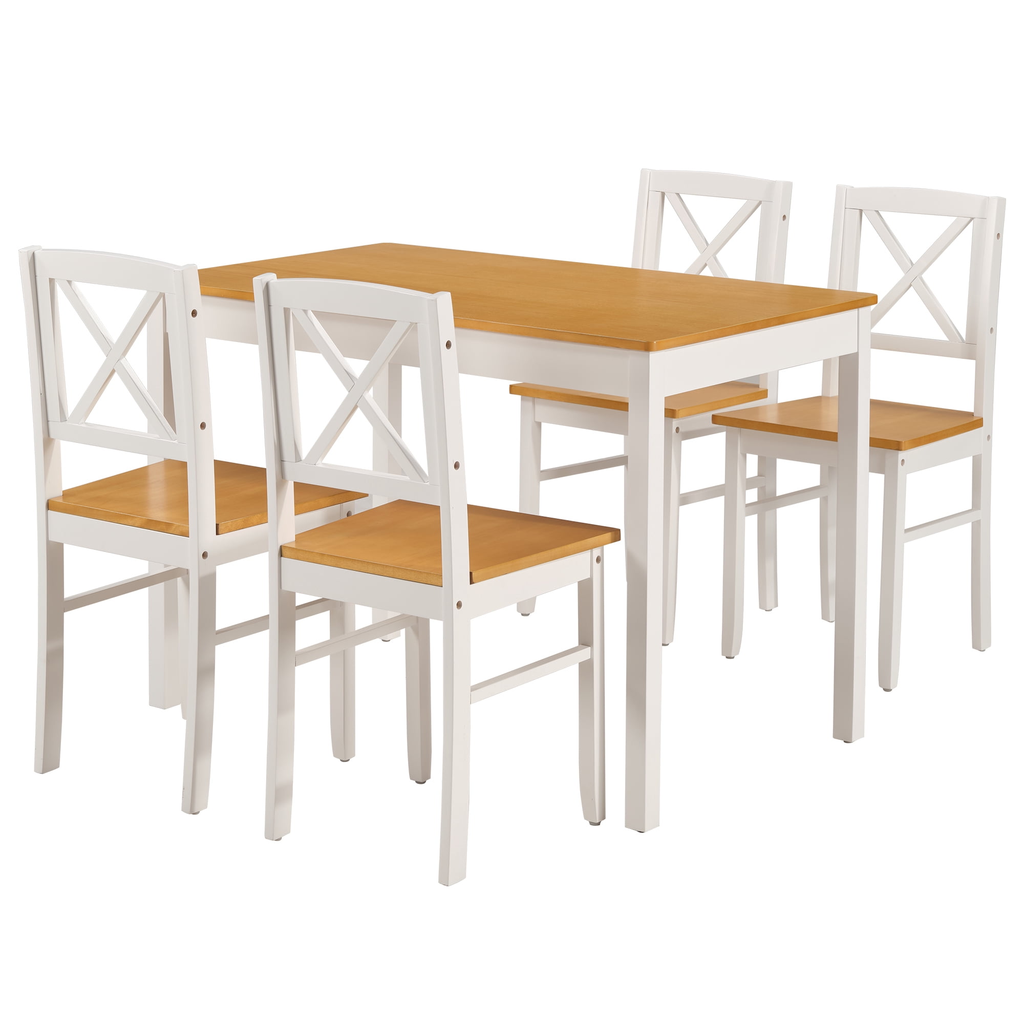 Leumius 5 Piece Dining Table Set,Wooden Kitchen Rectangle Table with 4 Chairs,Modern Dining Room Table Set for Small Spaces, Apartment, Dining Room, Restaurant,Ancient White