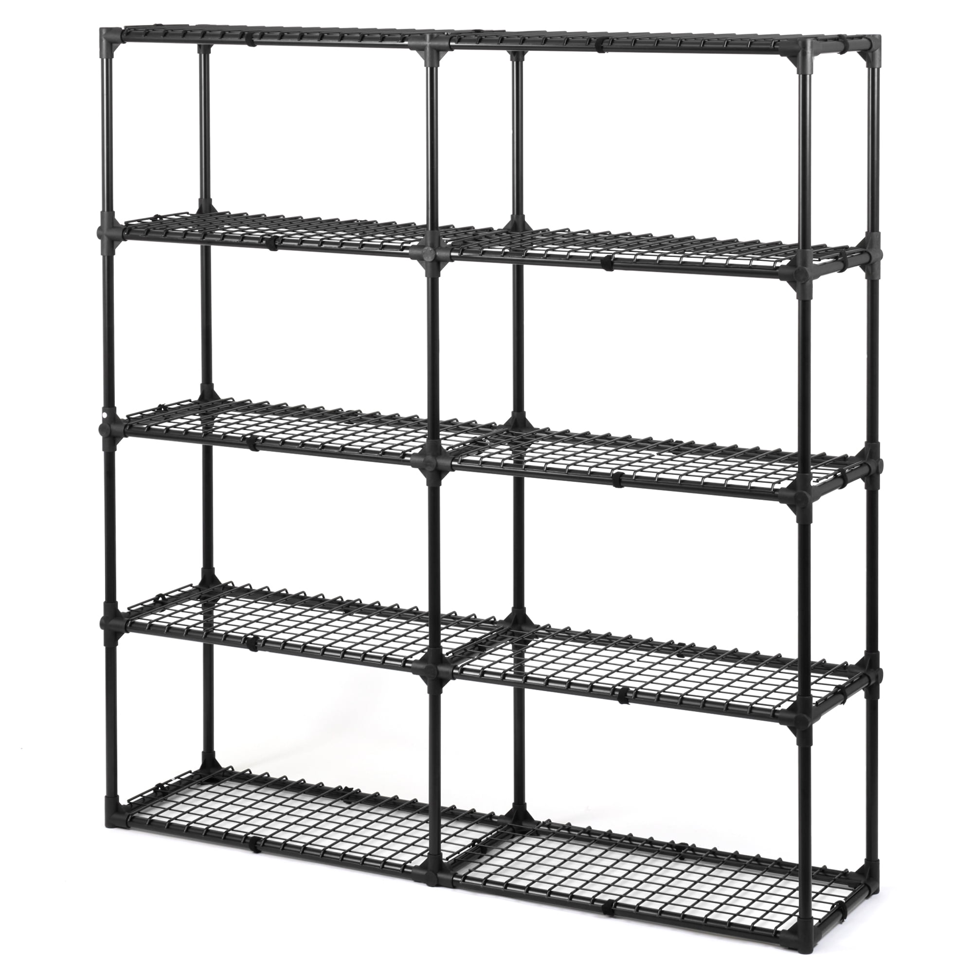 Leumius 5 Shelf Wire Shelving,Metal Storage Shelving Unit for 1100 lbs Capacity Black,2Pcs