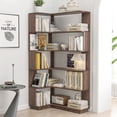 thumbnail image 1 of Leumius 5 Tier Freestanding L-Shaped Corner Bookshelf,Wooden Bookcase with Anti-drop Panel and Anti Tipping Device, Display shelf Open Storage,Dark Brown, 1 of 18