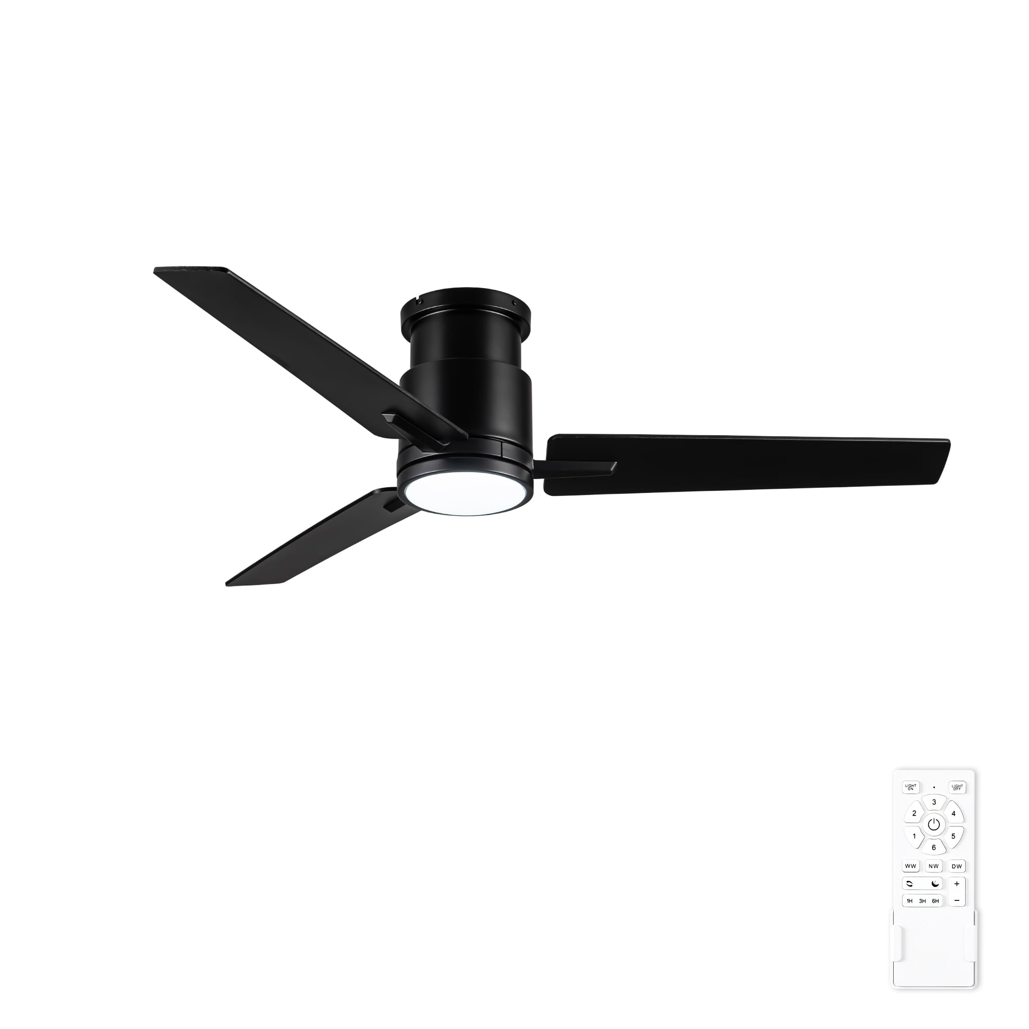 Leumius 52" Black Lowe Profile Ceiling Fan with Dimmable 3CCT LED Light,Modern Ceiling Fan for Living Room Bedroom