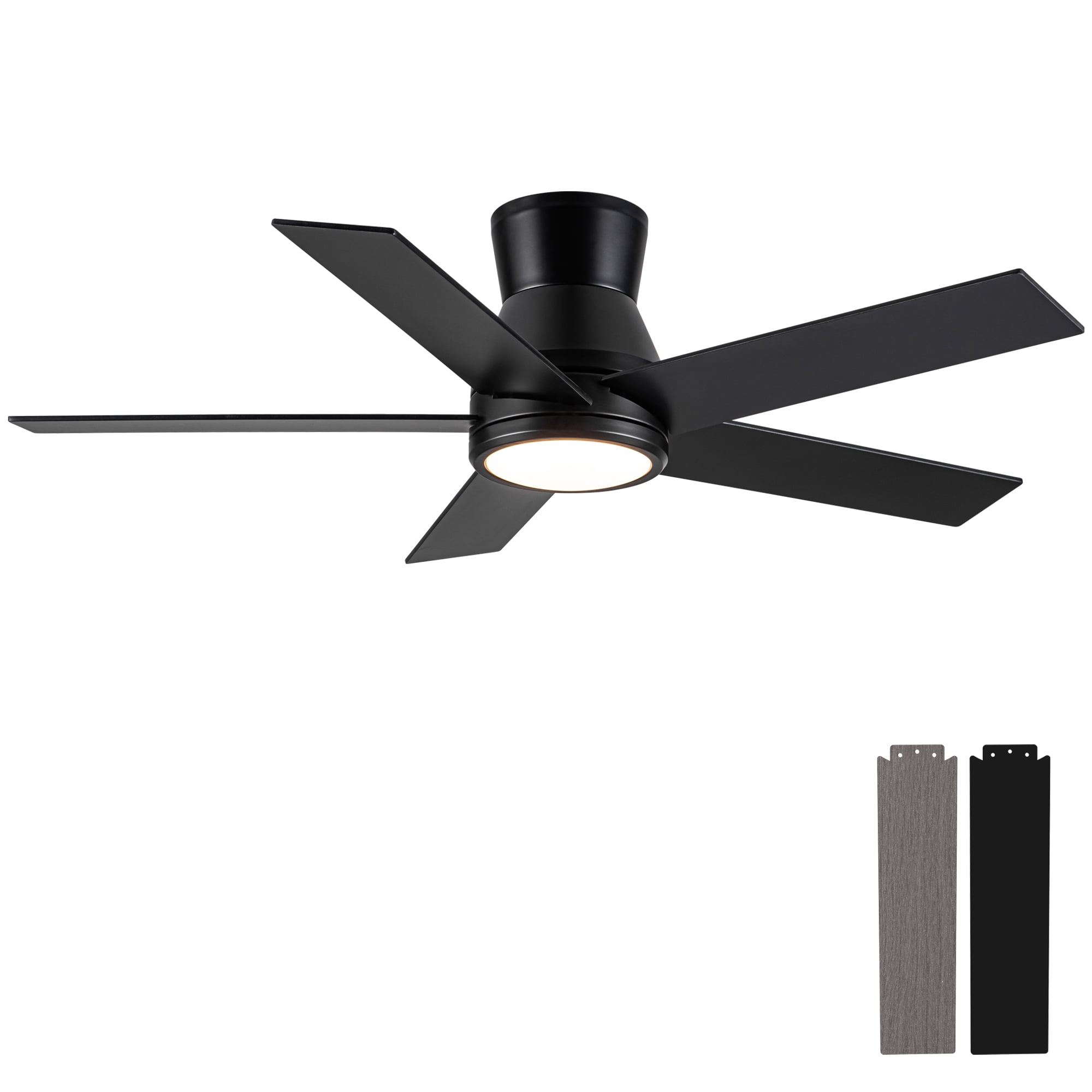 Leumius 52" Black Lowe Profile Ceiling Fan with Dimmable 3CCT LED Light,Modern Ceiling Fan for Living Room Bedroom