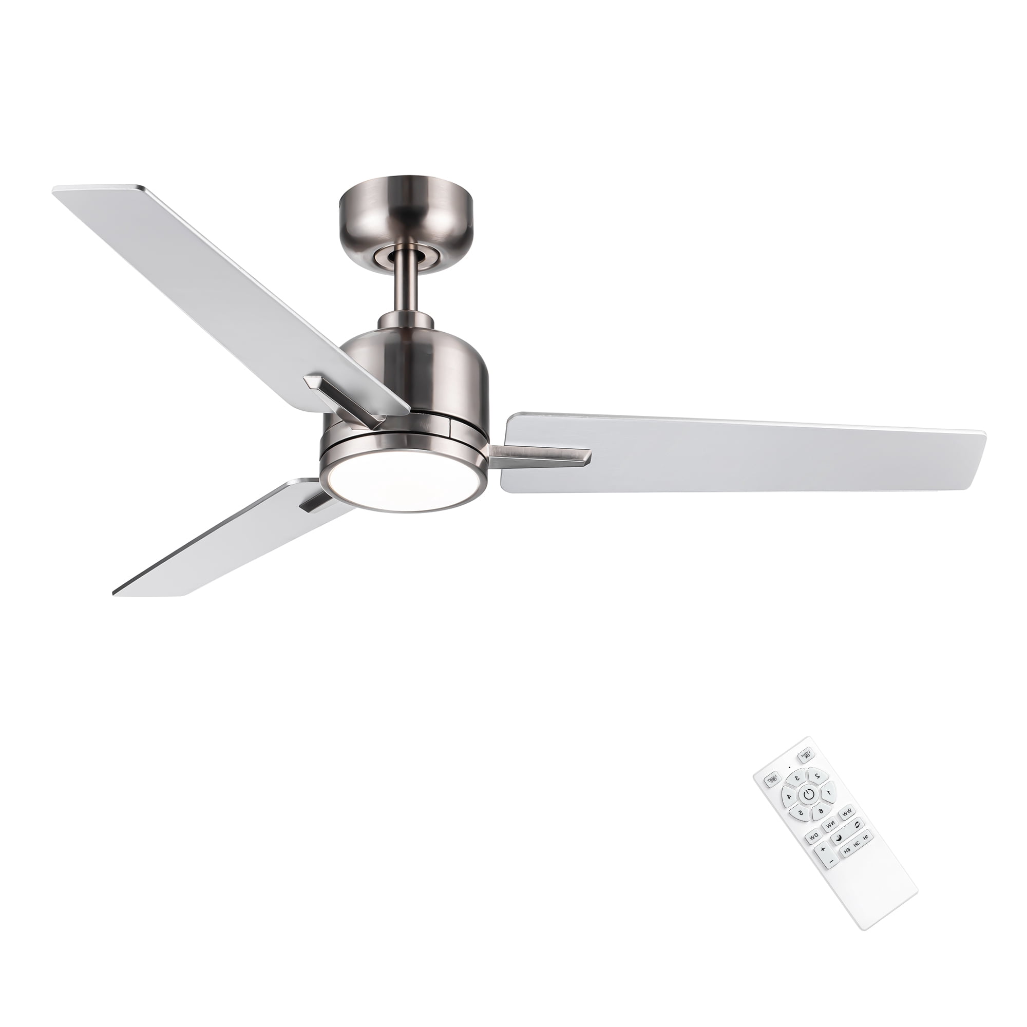 Leumius 52" Bruched Nickel Lowe Profile Ceiling Fan with Dimmable 3CCT LED Light,Modern Ceiling Fan for Living Room Bedroom