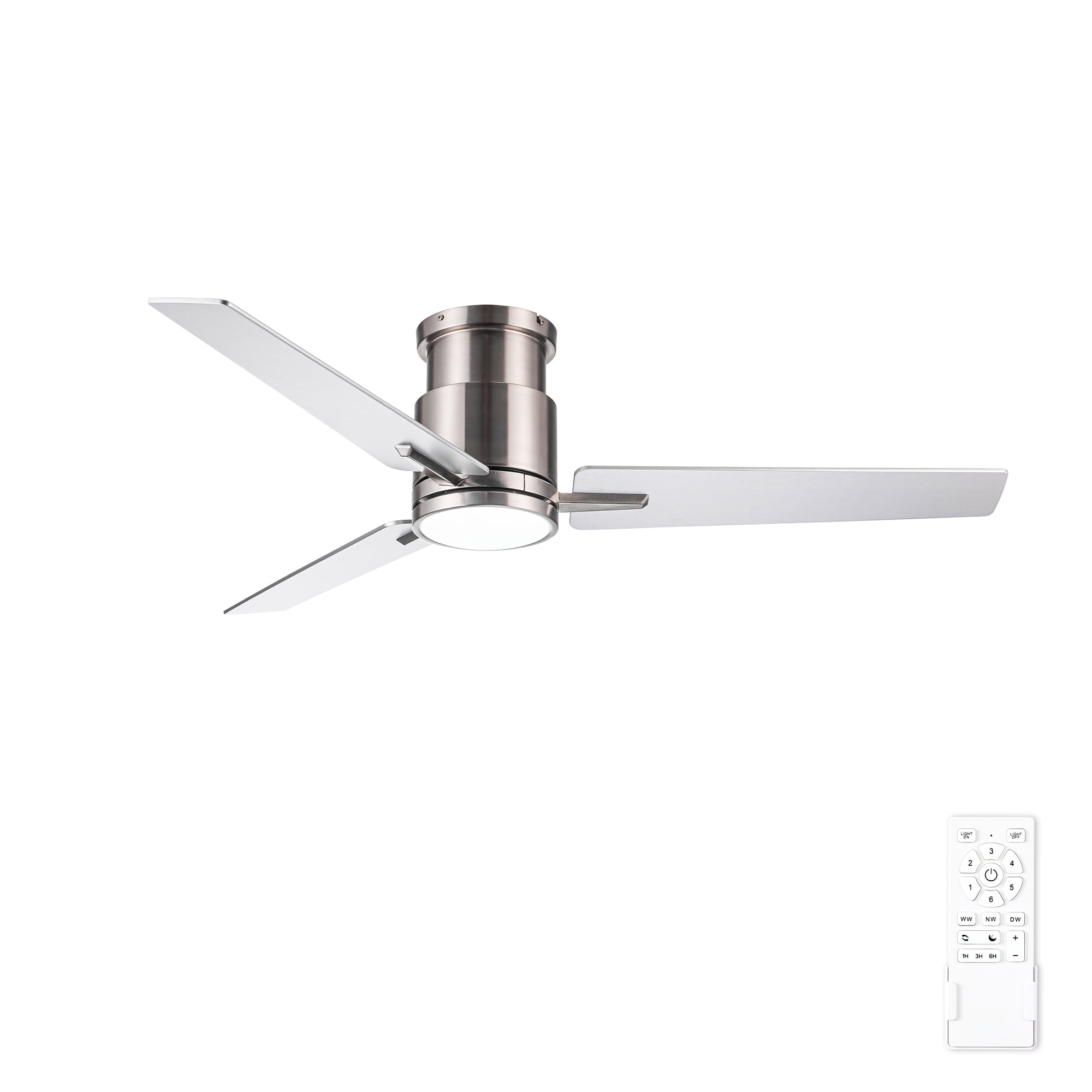 Leumius 52" Bruched Nickel Lowe Profile Ceiling Fan with Dimmable 3CCT LED Light,Modern Ceiling Fan for Living Room Bedroom